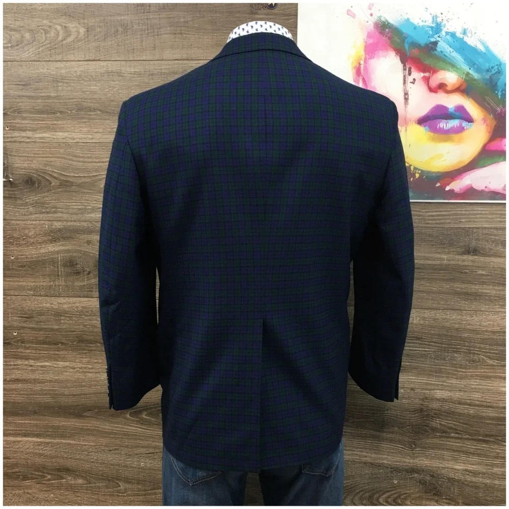 VINTAGE Mens Bespoke Blazer Sport Coat Casual‎ Jacket Size 44R Wool Suit USA